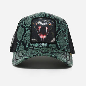 Cobra Green Snake Leather trucker hat