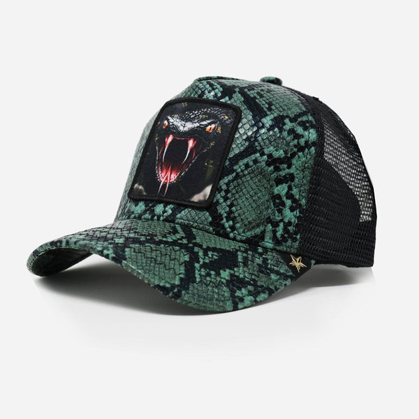 Cobra Green Snake Leather trucker hat