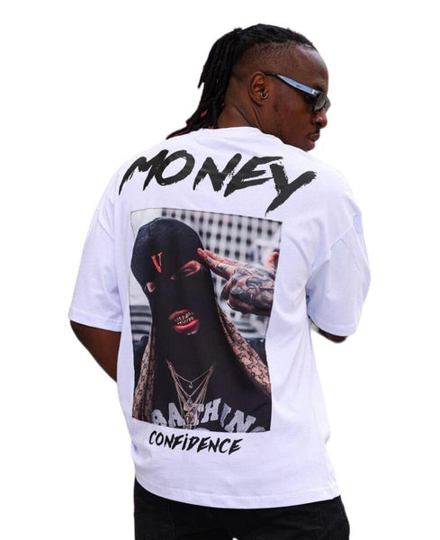 MEN WHITE MONEY CONFIDENCE TSHIRT