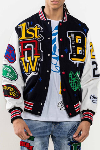 MEN BRIGHT FUTURE VARSITY JACKET