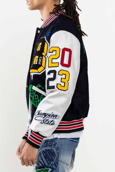 MEN BRIGHT FUTURE VARSITY JACKET