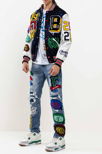 MEN BRIGHT FUTURE VARSITY JACKET