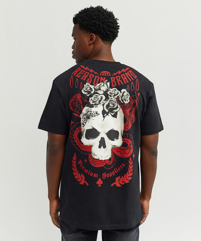 Men Reason Brand Tattoo Skull Roses Tee