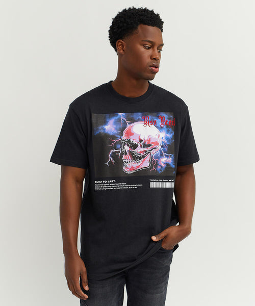 Men Reason Brand Painted Skull Embroidery Tee