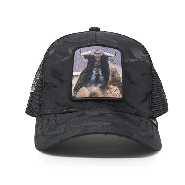 Men/ Women black camouflage trucker hat