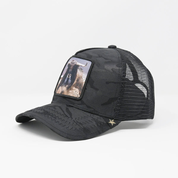 Men/ Women black camouflage trucker hat