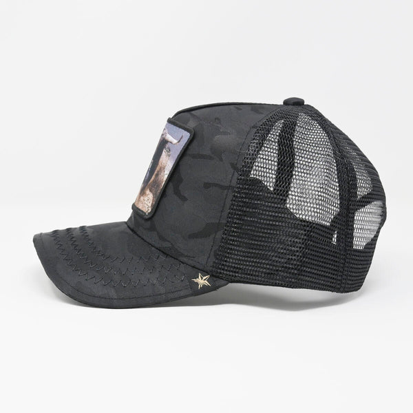 Men/ Women black camouflage trucker hat