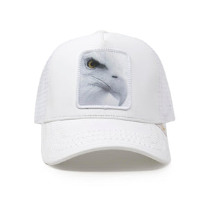 Men Gold Star White Eagle trucker hat