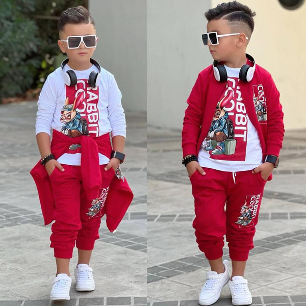 KIDS RED COOL RABBIT 3 PCS PANT SET