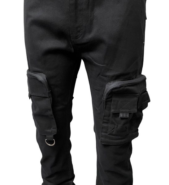 MEN GENUINE BLACK TWILL STACK CARGO PANTS