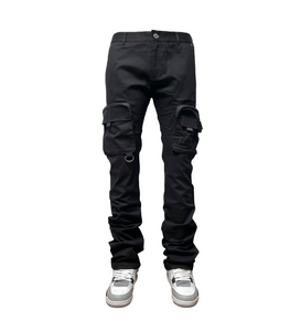 MEN GENUINE BLACK TWILL STACK CARGO PANTS