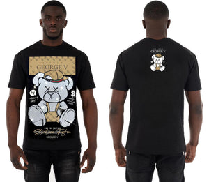 MEN BLACK GEORGE V STRASS GG TEDDY BEAR TSHIRT