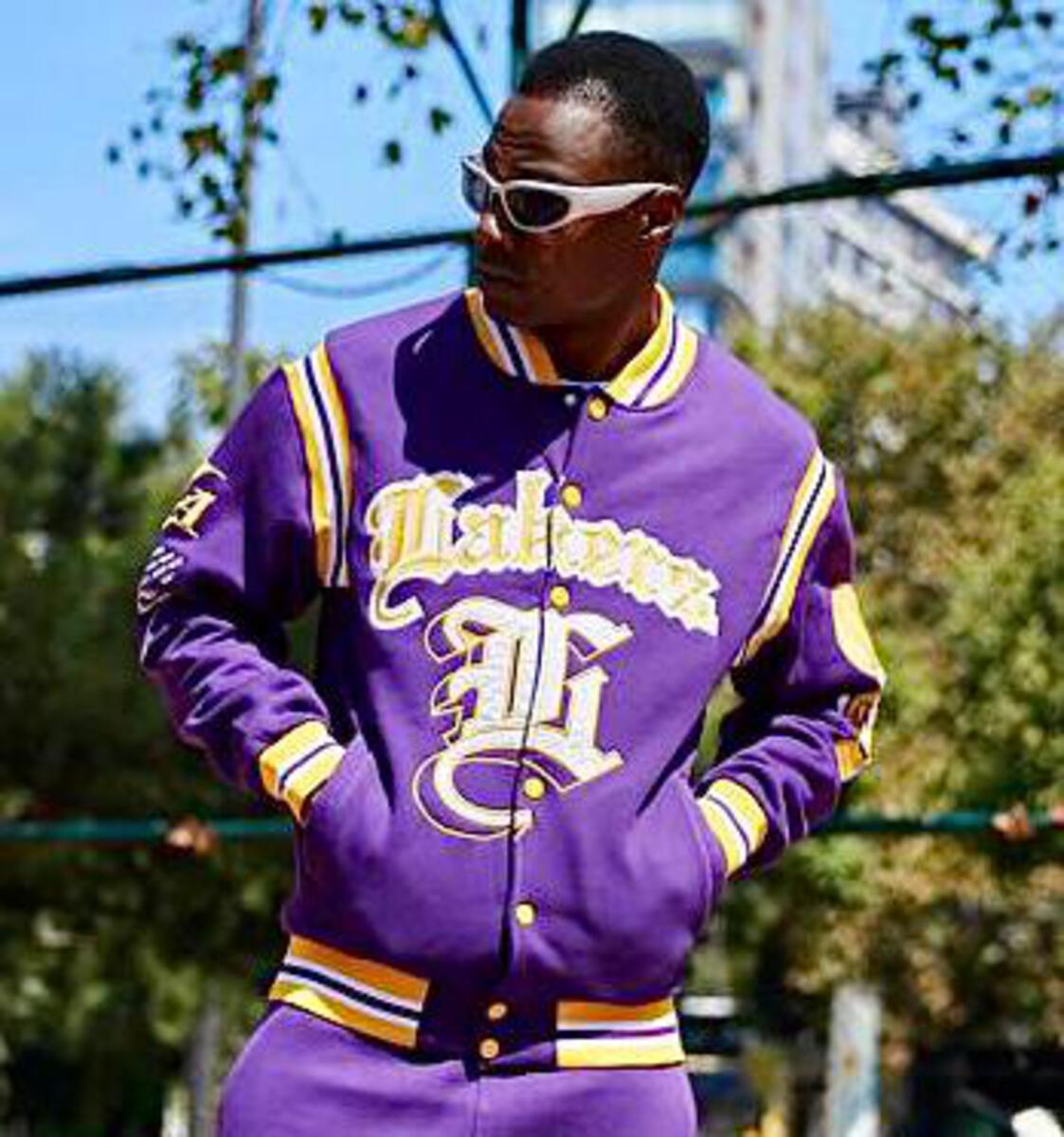 MEN PURPLE/ YELLOW LAKERS NBA JACKET