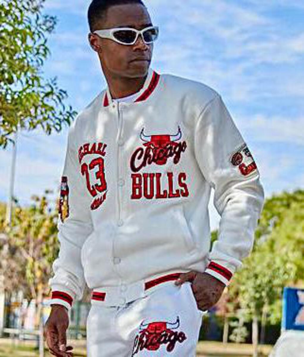 MEN WHITE MJ 23 CHICAGO BULLS NBA JACKET