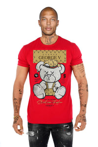 MEN RED GEORGE V STRASS GG TEDDY BEAR TSHIRT