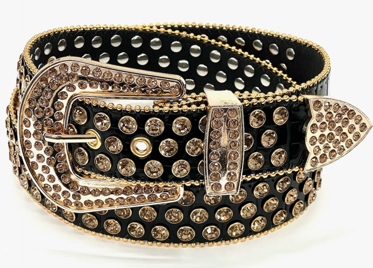 MEN BLACK/ GOLD RHINESTONE BELT