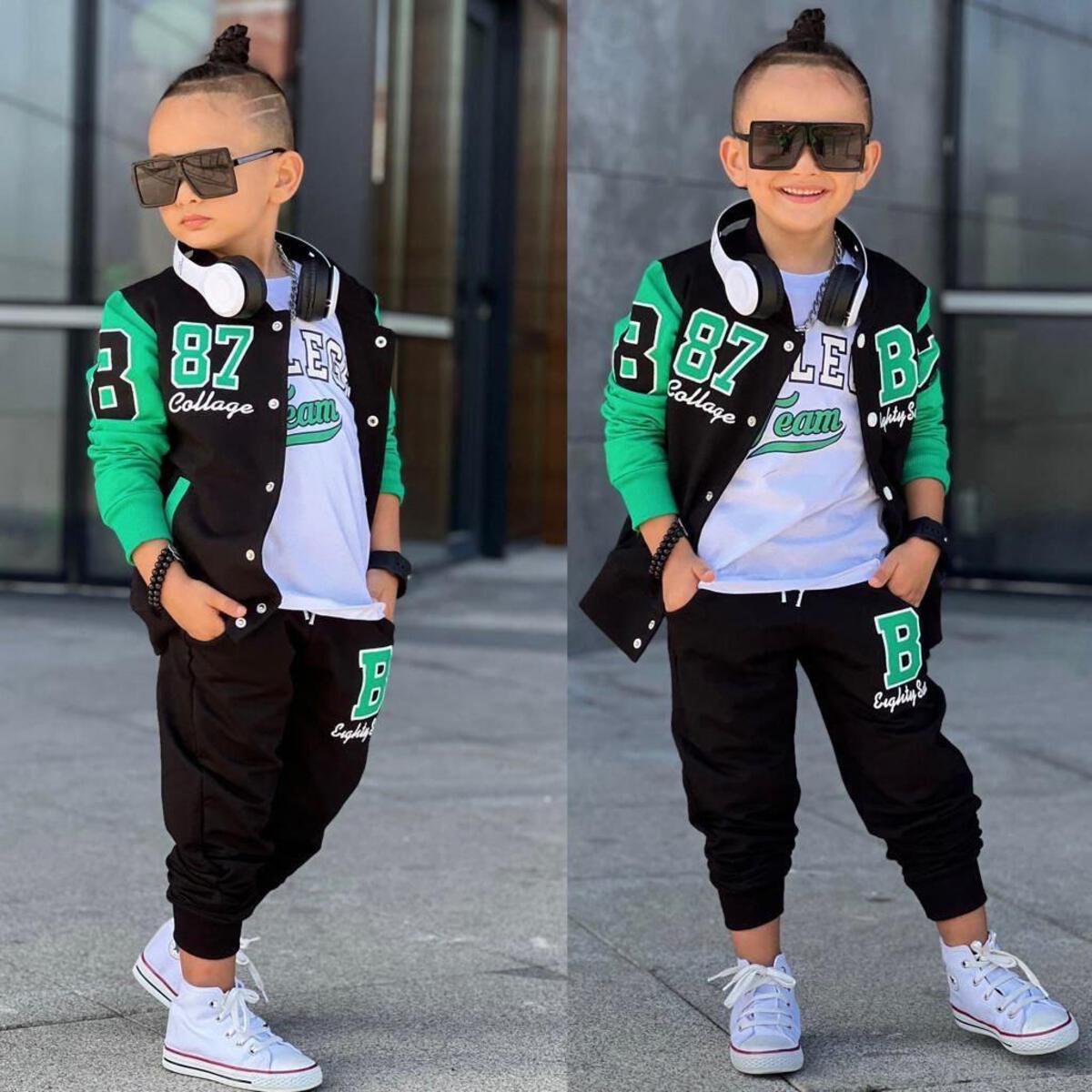 KIDS GREEN/ BLACK AMAZING COLLEGE 3 PCS SET