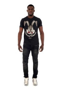 Men George V Black Rich and Famous Glittery Tshirt