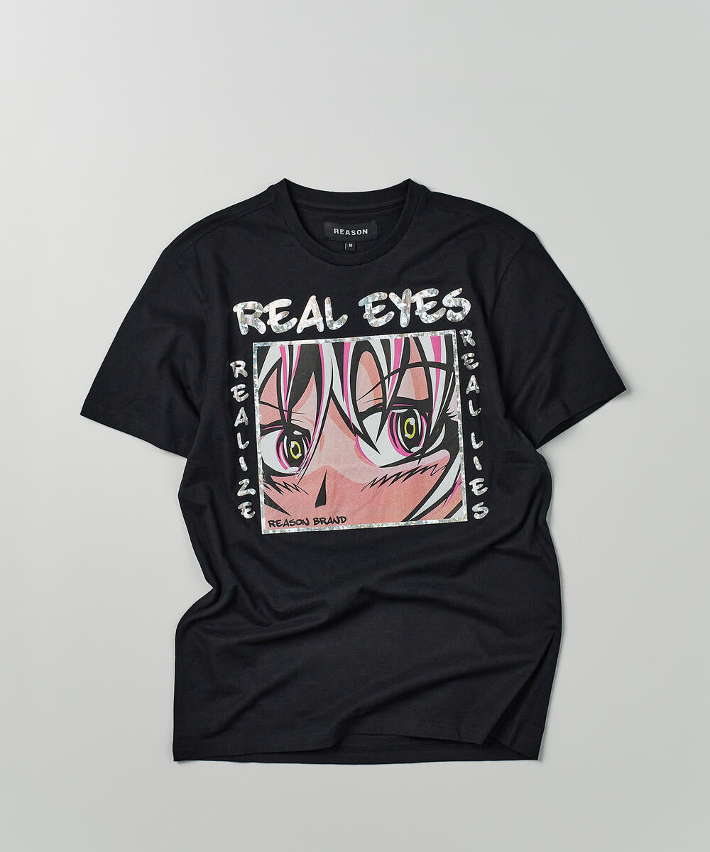 Men Black Reason Brand Real Eyes Tee