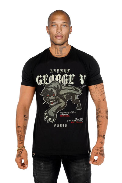 Men Black George V Rhinestone Black Panther