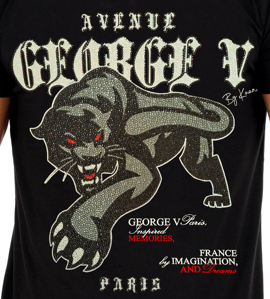 Men Black George V Rhinestone Black Panther