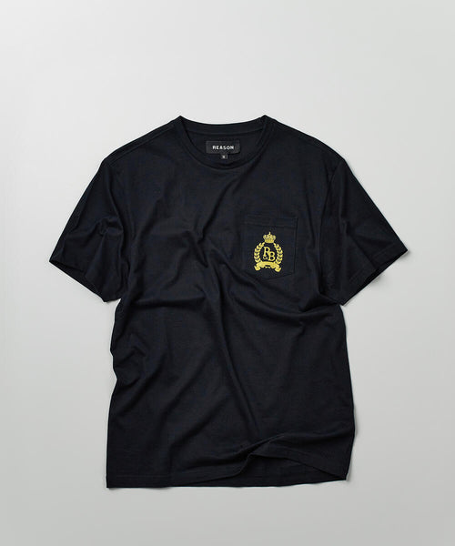 Men Black Reason Brand Royal Crest Tee