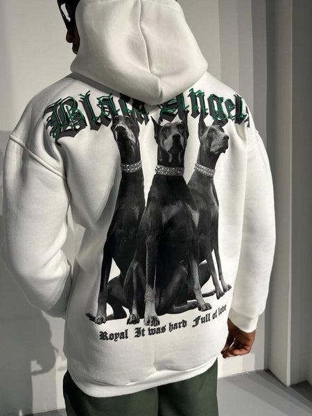 MEN WHITE BLACK DOBERMAN HOODIE