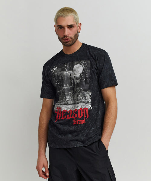 Men Reason Brand Wolf Washed Tee