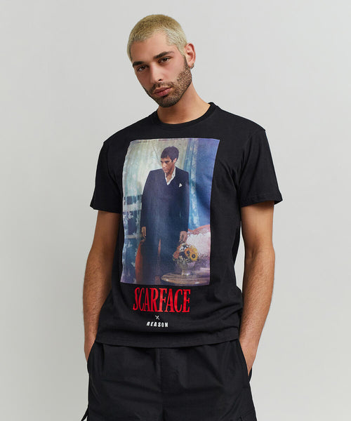 Men Black Reason Brand Scarface Tony Stand Tee