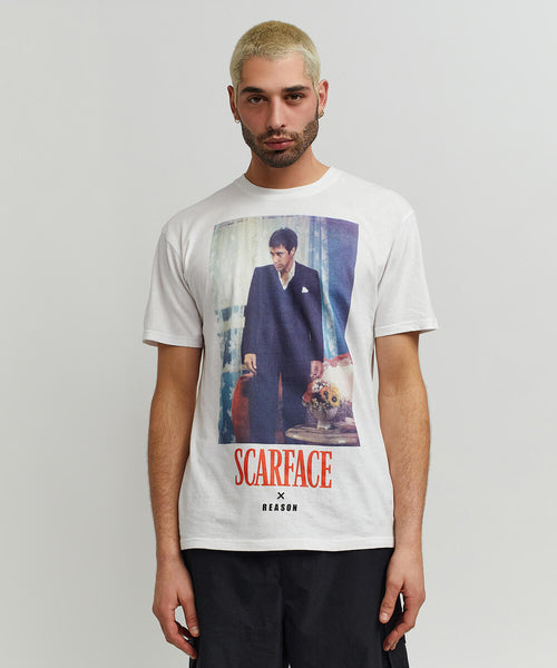 Men White Reason Brand Scarface Tony Stand Tee