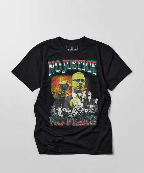 Men Black Reason Brand Malcolm X No Peace Tee