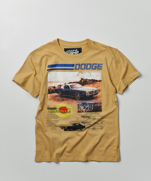 Men Khaki Reason Brand Dodge Retro Tee