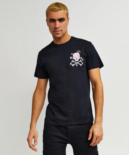 Men Black Reason Brand Burn Tee