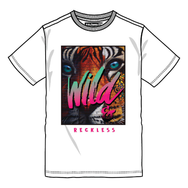 MEN WHITE WILD TIGER GRAPHIC TEE