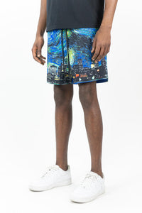 MEN BLUE SKYSCRAPER BOARD SHORTS