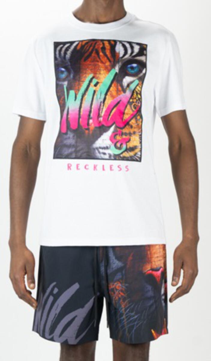 MEN WHITE WILD TIGER GRAPHIC TEE