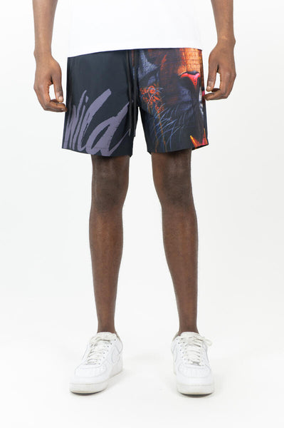 MEN BLACK WILD TIGER BOARD SHORTS