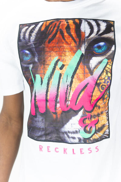 MEN WHITE WILD TIGER GRAPHIC TEE