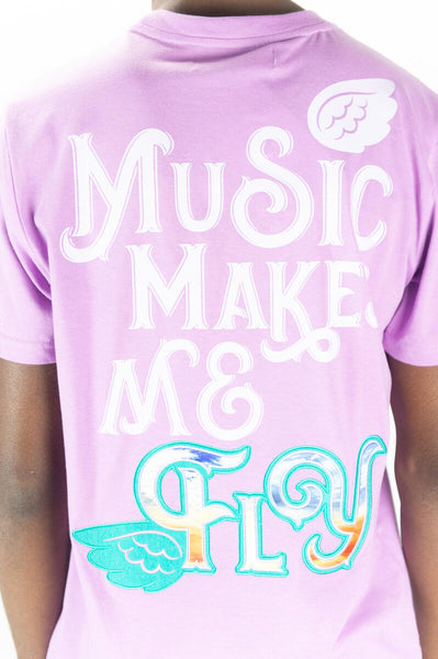 MEN PURPLE BIG & TALL MUSIC FLY GRAPHIC TEE