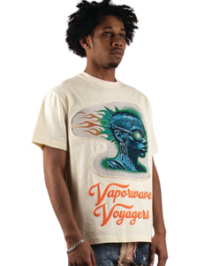 MEN'S BEIGE MAJESTIK THE GOAT TAPESTRY PATCH TEE