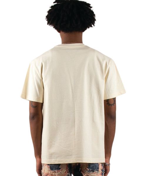 MEN'S BEIGE MAJESTIK THE GOAT TAPESTRY PATCH TEE