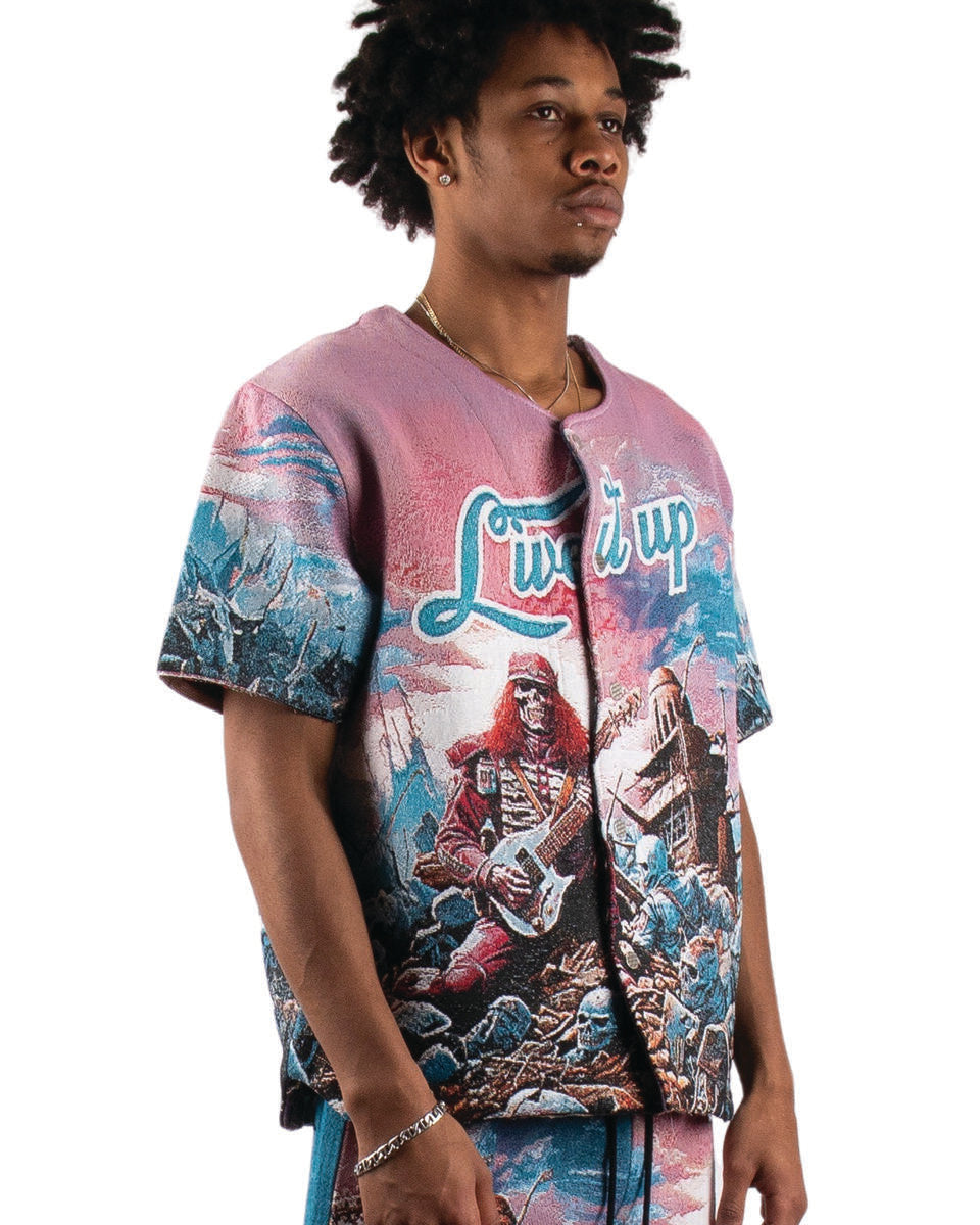 MEN'S MULTI COLOR MAJESTIK METAL CITY HEAVY TAPESTRY SHIRTS