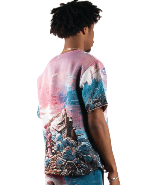 MEN'S MULTI COLOR MAJESTIK METAL CITY HEAVY TAPESTRY SHIRTS