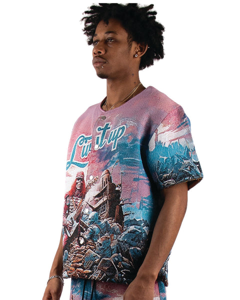 MEN'S MULTI COLOR MAJESTIK METAL CITY HEAVY TAPESTRY SHIRTS