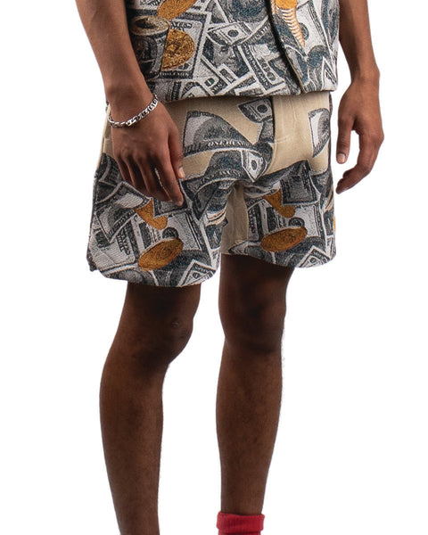 MEN'S MAJESTIK CASH IS KING HEAVY TAPESTRY SHORTS