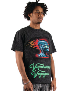 MEN'S BLACK MAJESTIK CYBER PUNK TAPESTRY PATCH TEE