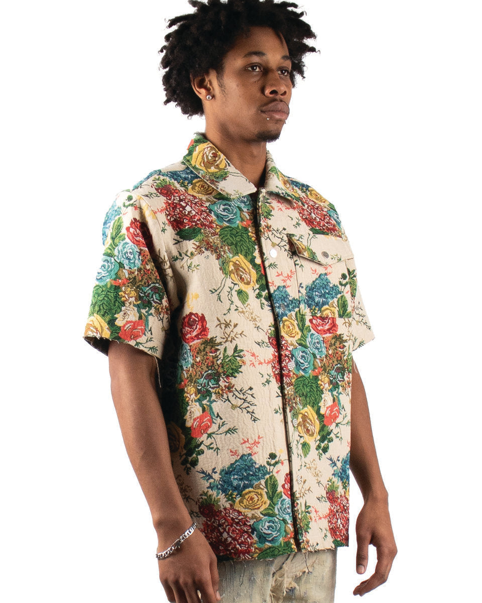 MEN'S MULTI COLOR MAJESTIK HEAVY WEIGHT FLORAL TAPESTRY SHIRTS