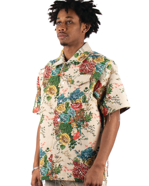 MEN'S MULTI COLOR MAJESTIK HEAVY WEIGHT FLORAL TAPESTRY SHIRTS