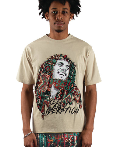 MEN'S MAJESTIK EGG-SHELL TAPESTRY PATCH BOB MARLEY TEE