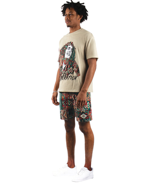 MEN'S MAJESTIK EGG-SHELL TAPESTRY PATCH BOB MARLEY TEE